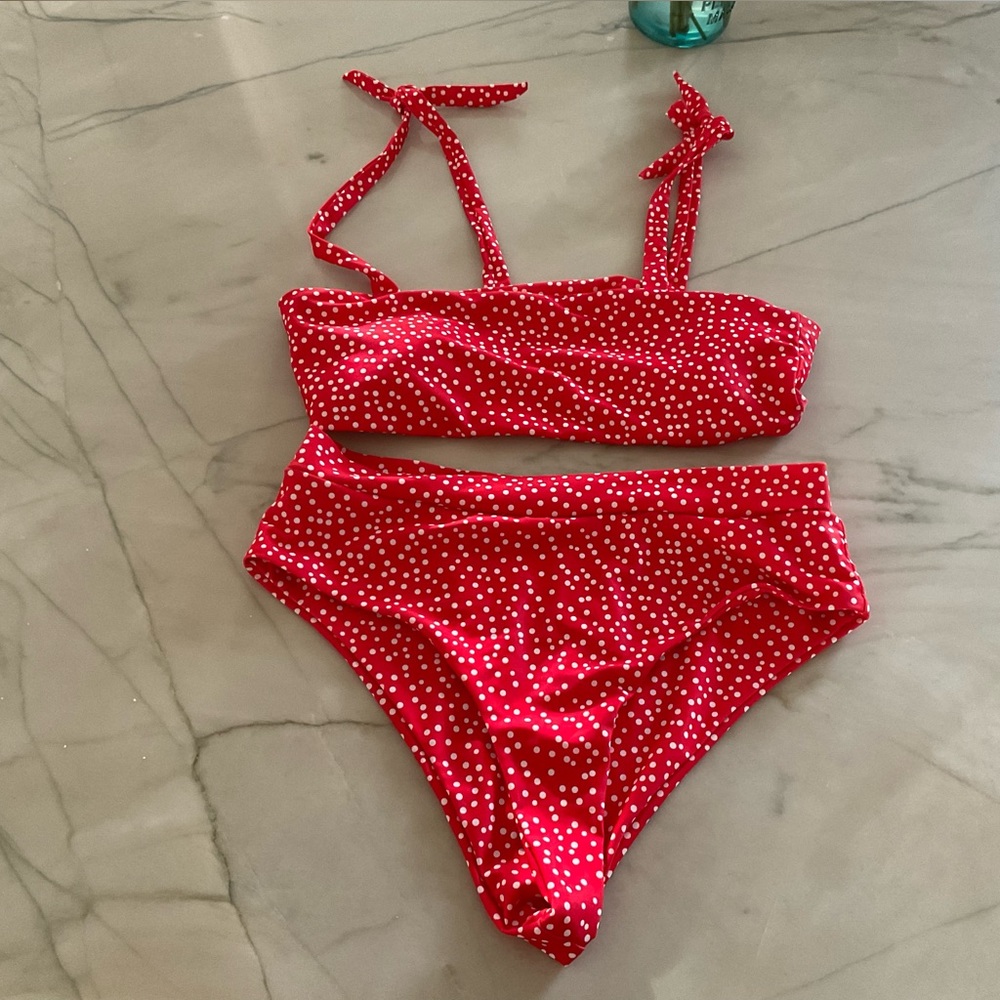 Red polka dot Bikini high waist Sz. L